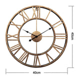 Decor Wall Clock European Retro Clock with Large Numerals Indoor Silent Battery Operated Metal Clock