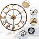 Decor Wall Clock European Retro Clock with Large Numerals Indoor Silent Battery Operated Metal Clock