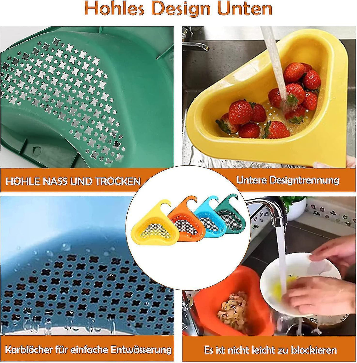 4 Pack Triangular Sink Strainer Basket, Multifunctional Hanging Filter Basket For Kitchen
