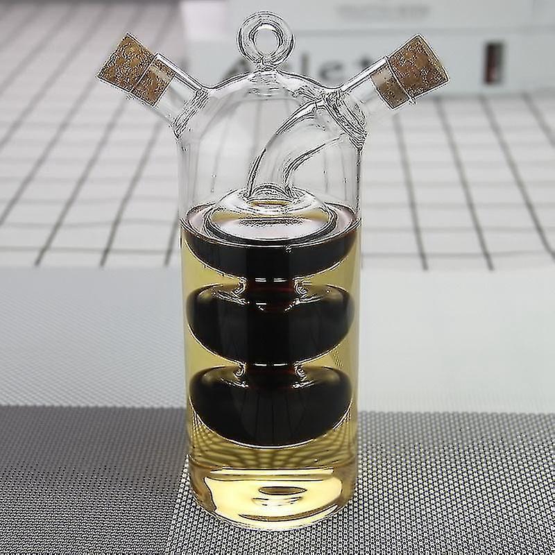 2-in-1 Double Layer Bottle Sauce Oil Vinegar Glass Bottle Condiment Seasoning Sealed Kitchen