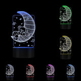 Koala Lying on The Moon 3D Effect Optical Illusion Night Light Nursery babies Room Decor Table Lamp Sleepy LED Illuminated Light