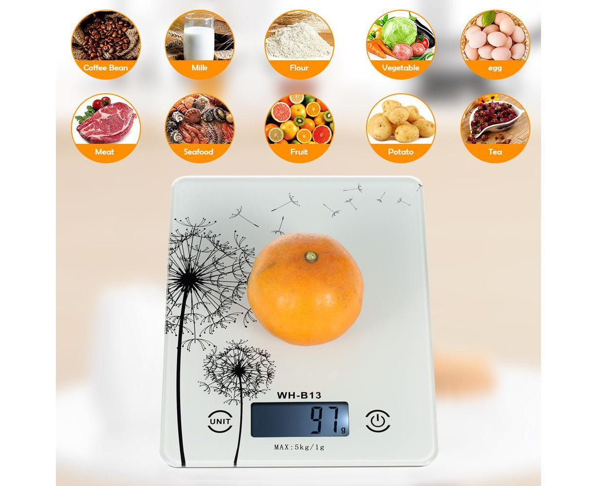 5KG/1G Accurate Touch Screen LCD Backlight Digital Kitchen Food Scale G/LB/OZ Electronic Weight Balance for Baking Cooking Tare Function - White Variant Size Value white