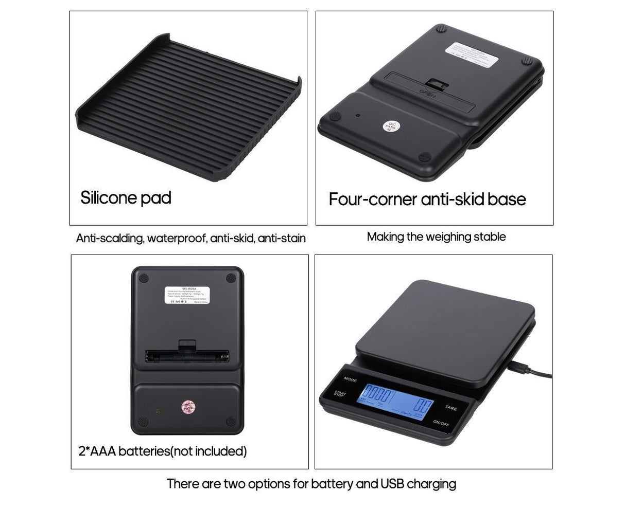 Food Nutrition Scale Food Kitchen Scale BT Digital Kitchen Scale with Nutritional Calculator and Timer 3kg/0.1g Touch Control 5 Units USB