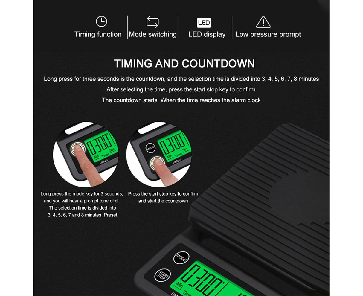 Accurate Electric Kitchen Scale,Coffee Scale with Timer High-precision Kitchen Scale Mini Electronic Platform Scale Food Weighing Scale