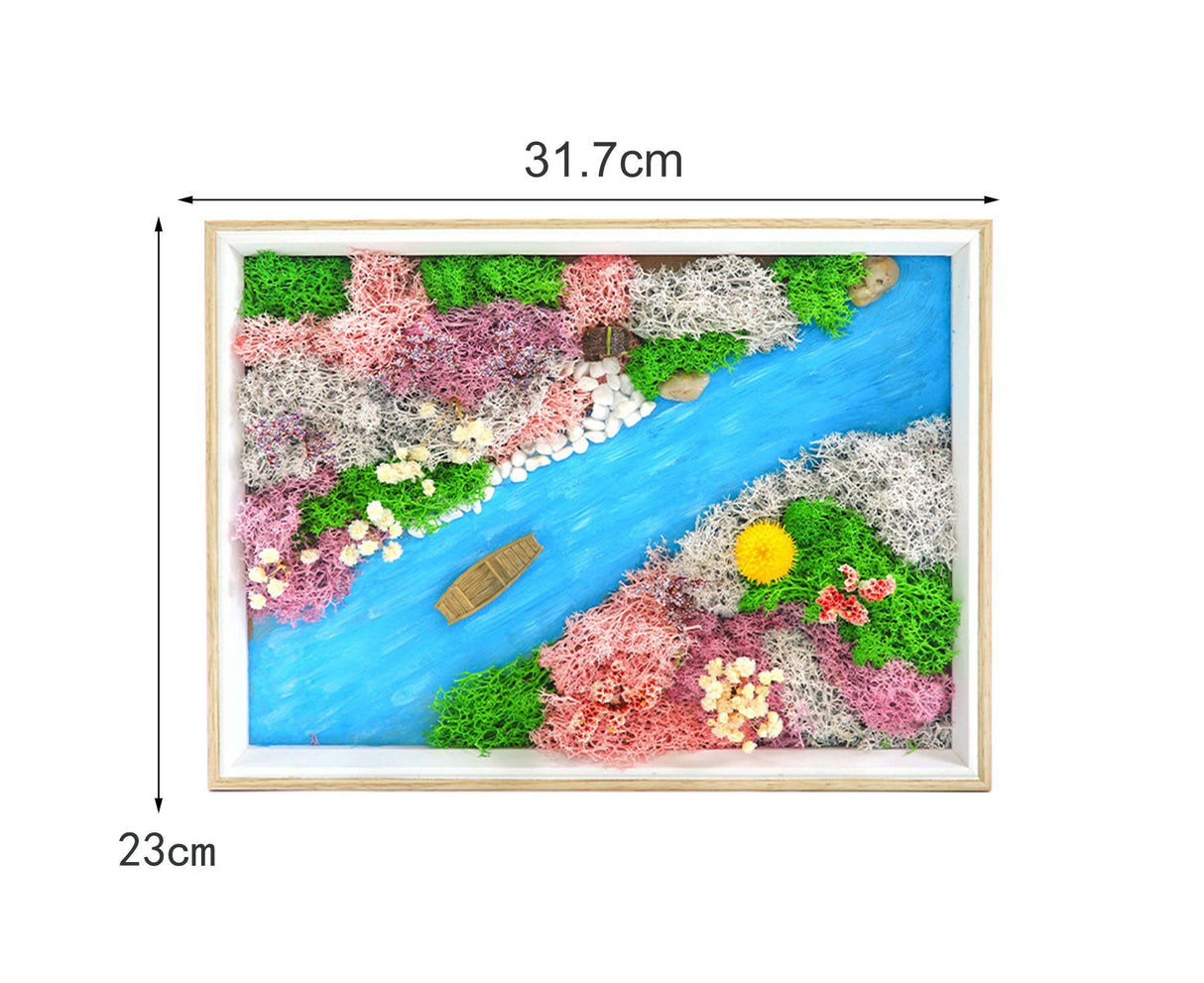 1 Set Everlasting Moss Painting Unique Creative Ocean World Picture with Photo Frame for Home Decoration