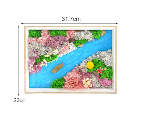 1 Set Everlasting Moss Painting Unique Creative Ocean World Picture with Photo Frame for Home Decoration