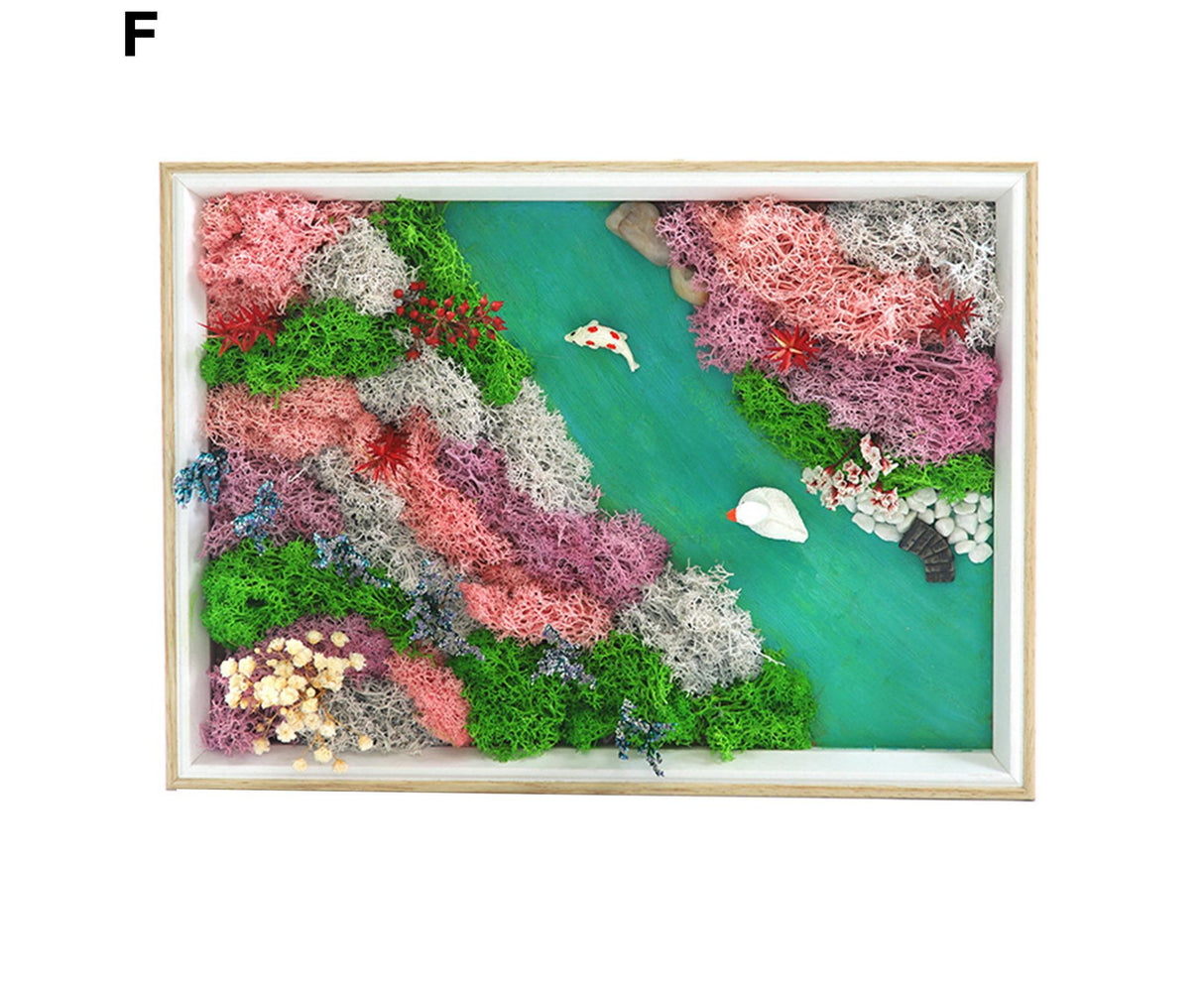 1 Set Everlasting Moss Painting Unique Creative Ocean World Picture with Photo Frame for Home Decoration