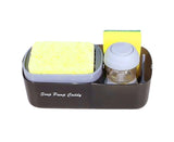 3-in-1 Multi-functional Soap Box with Sponge Holder Hollow Drain Pan Instant Refill Countertop Sink Dish Washing Liquid Soap Dispenser for Kitchen