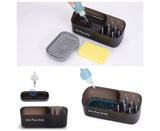 3-in-1 Multi-functional Soap Box with Sponge Holder Hollow Drain Pan Instant Refill Countertop Sink Dish Washing Liquid Soap Dispenser for Kitchen