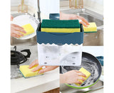 Kitchen Soap Dishwashing Detergent Press Dispenser Sponge Cleaning Pad Container-White