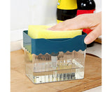 Kitchen Soap Dishwashing Detergent Press Dispenser Sponge Cleaning Pad Container-White