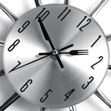 Stainless Steel Kitchen Utensils Clock For Kitchen  Indoor And Outdoor Kitchen Cutlery Silver Wall Clock With Tinted Forks Spoons Spatula