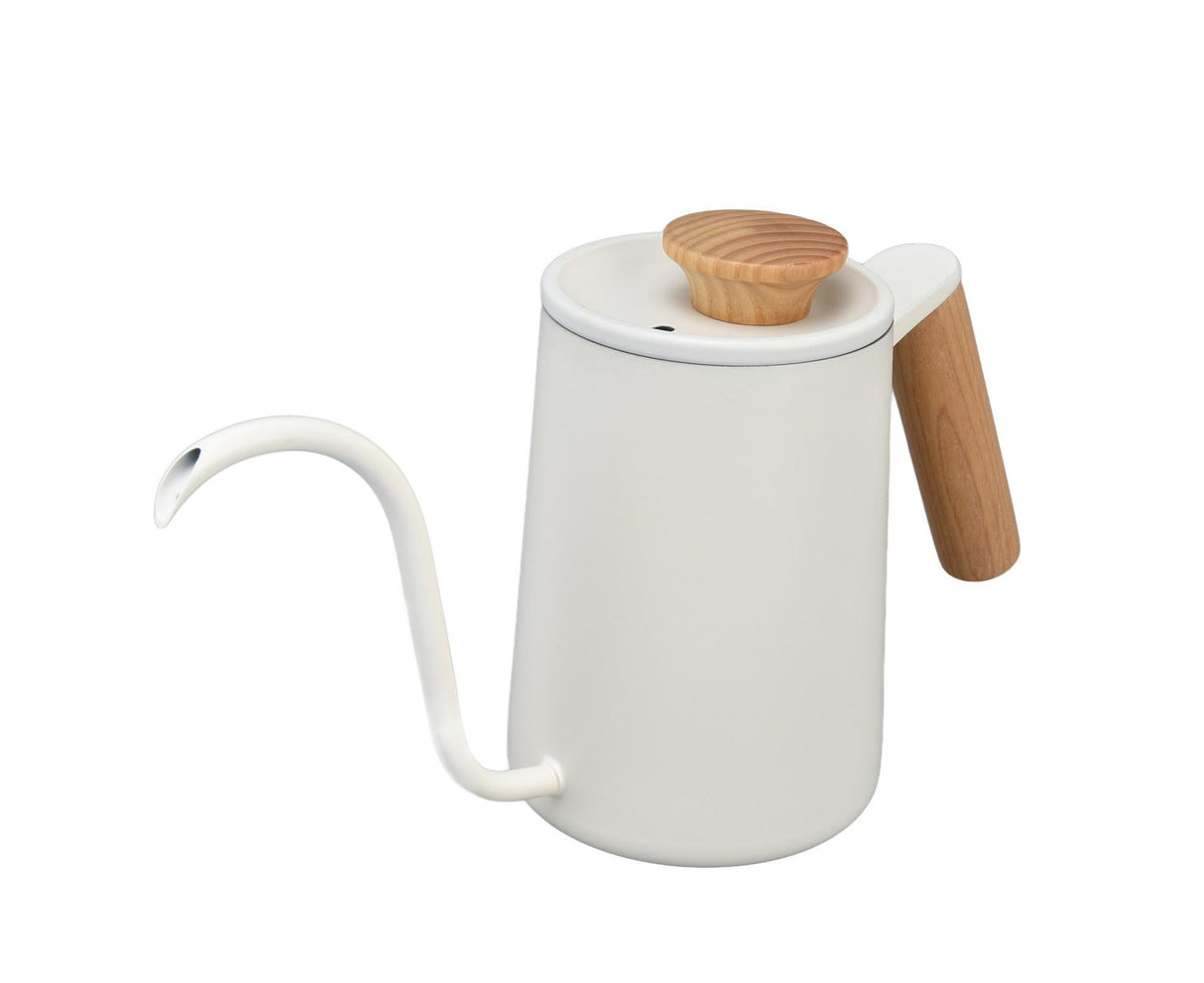 Stainless Steel Drip Coffee Pot, Long Gooseneck Spout Kettle, Tea Matte White, 600ml