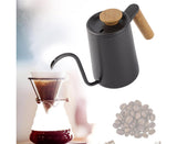 600ml Stainless Steel Drip Coffee Pot, Long Gooseneck Spout Kettle, Black
