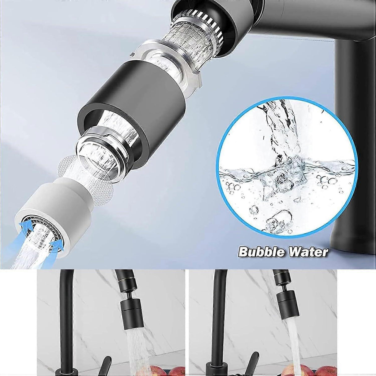 Faucet Nozzle, Kitchen Faucet Nozzle, 360 Swivel Faucet Aerator Kitchen Faucet Nozzle, 2 Modes Large Rotatable Kitchen Faucet Nozzle, For Kitchen