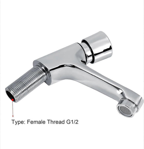 Time Delay Push Faucet, Cold Water Push Faucet Bathroom Sink Faucets Bathroom Faucet Cold Water Hand Wash Faucet for Bathroom and Kitchen