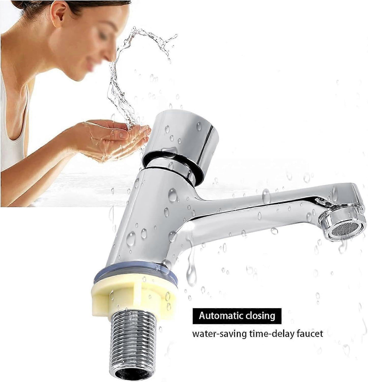 Time Delay Push Faucet, Cold Water Push Faucet Bathroom Sink Faucets Bathroom Faucet Cold Water Hand Wash Faucet for Bathroom and Kitchen