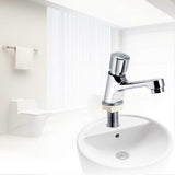 Time Delay Push Faucet, Cold Water Push Faucet Bathroom Sink Faucets Bathroom Faucet Cold Water Hand Wash Faucet for Bathroom and Kitchen