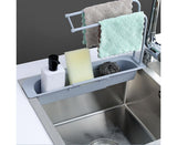 Home Kitchen Telescopic Sink Storage Tray Rack Holder Expandable Drain Basket-Blue