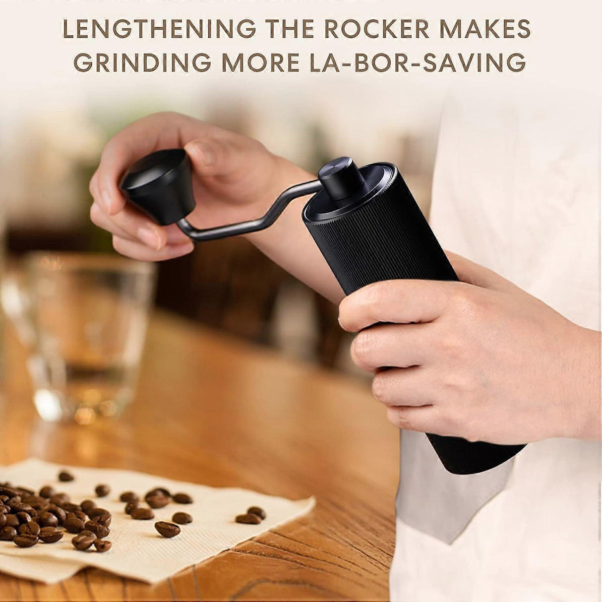 Manual Coffee Grinder - Adjustable Stainless Steel Hand Crank Coffee Mill, Portable