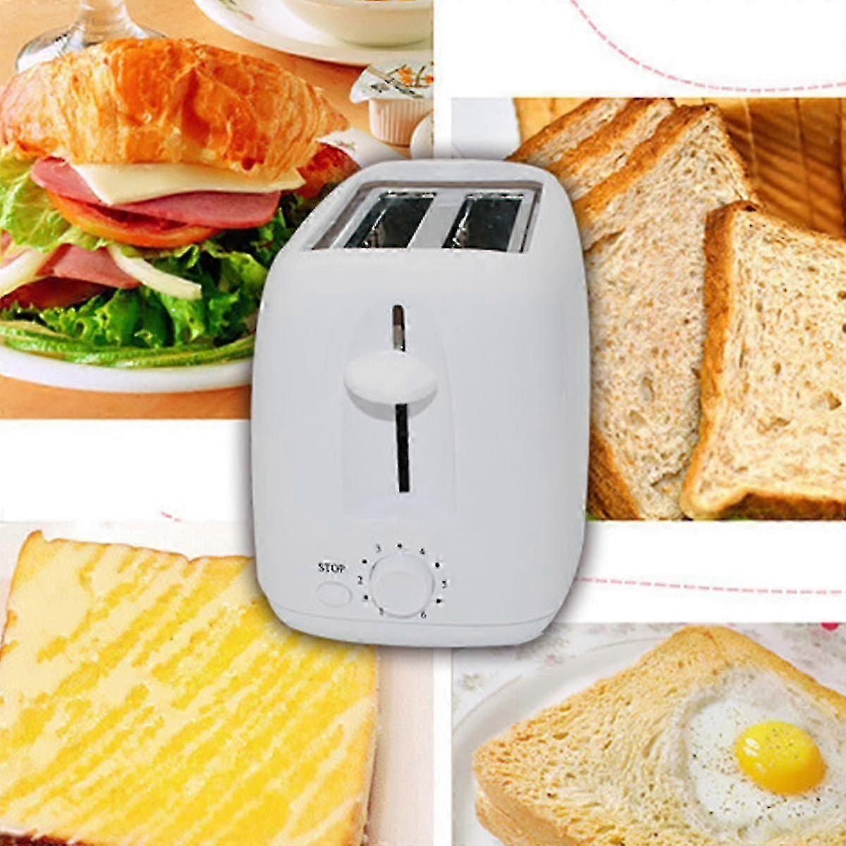 Stainless Steel 2-Slice White Toaster, Wide Slot, Adjustable Browning