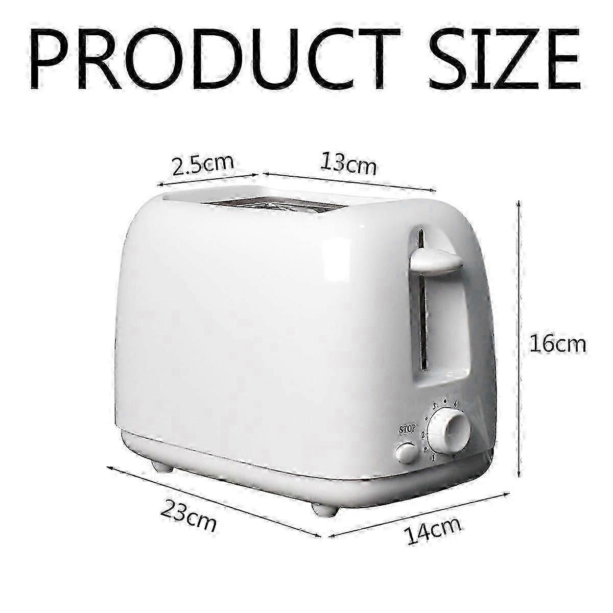 Stainless Steel 2-Slice White Toaster, Wide Slot, Adjustable Browning