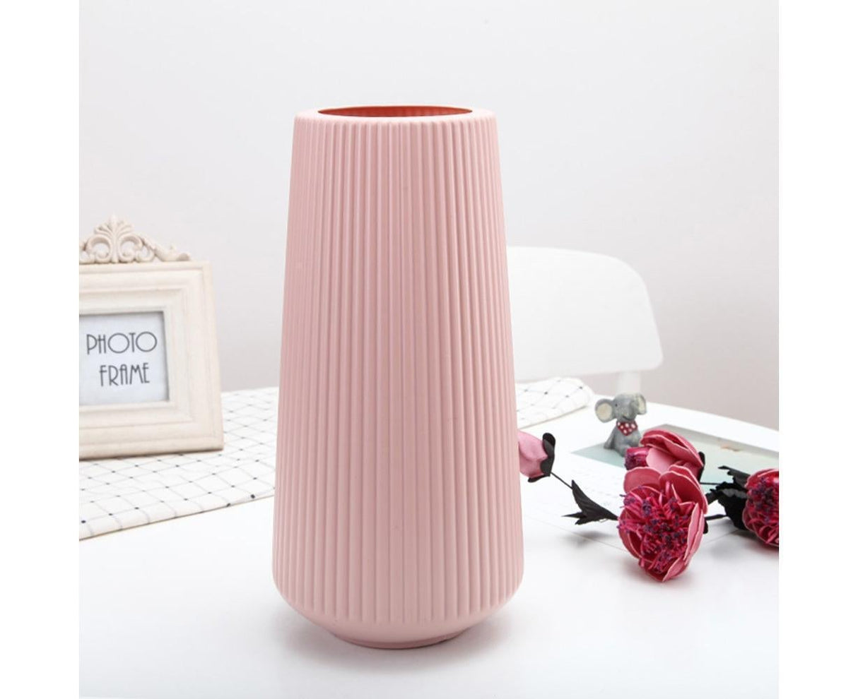 Plastic Nordic Style Vase Dried Flower Arrangement Pot Holder Home Office Decor-Milky White