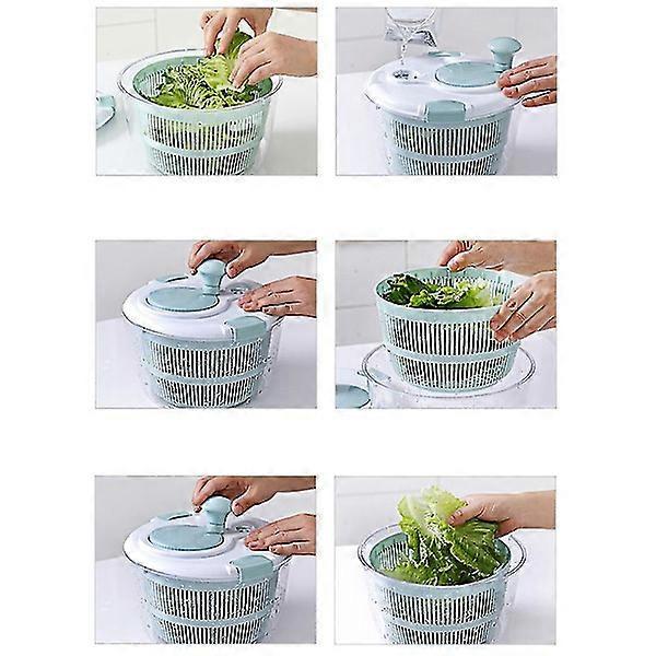 Manual Salad Spinner with Lid Lock and Handle, Easy Use Kitchen Bowl