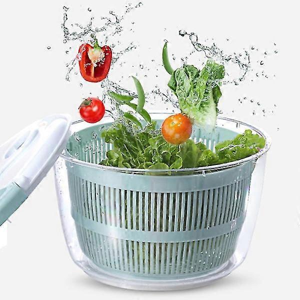 Manual Salad Spinner with Lid Lock and Handle, Easy Use Kitchen Bowl