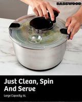 Large Stainless Steel Salad Spinner Easy Compact Kitchen Tool