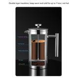 1000ml Stainless Steel Double Layer French Press Coffee Pot for Home Travel