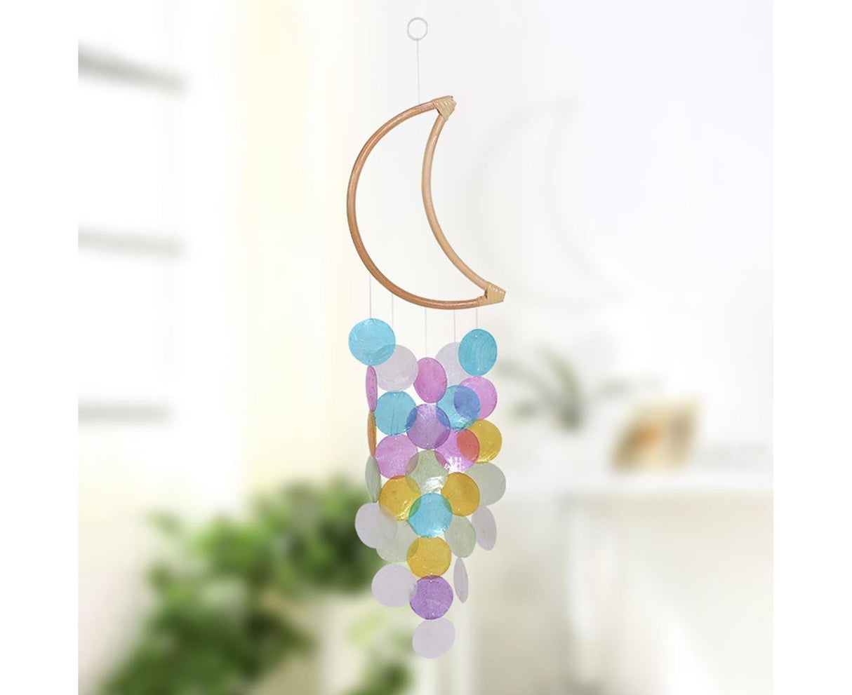 Wooden Moon Shape Wind Chime-Multicolor