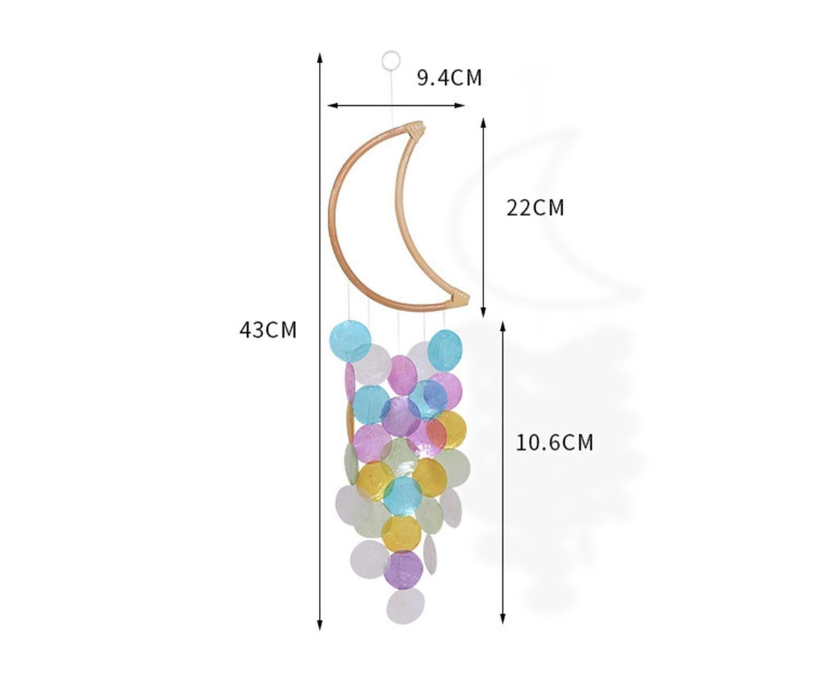 Wooden Moon Shape Wind Chime-Multicolor