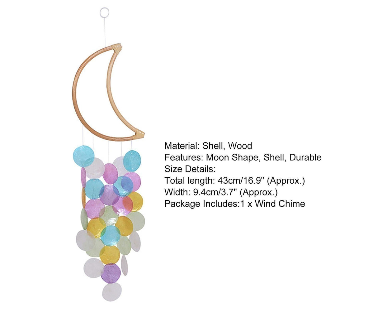 Wooden Moon Shape Wind Chime-Multicolor