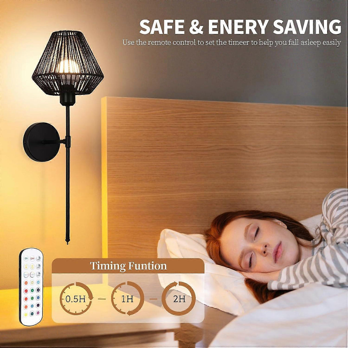 Battery Operated Wall Sconces Set of 2, Boho Rattan LED, Rechargeable, Remote, RGB Dimmable