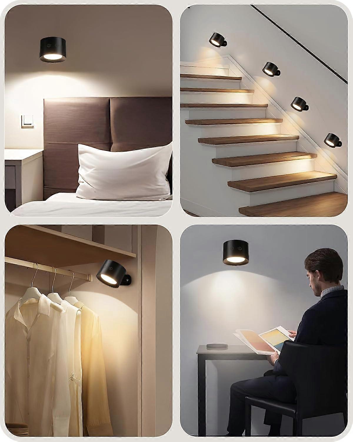 Battery Operated Wall Sconce Set of 2, Rechargeable RGB LED Lights, Remote, Black