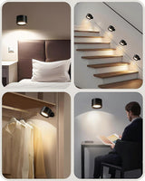 Battery Operated Wall Sconce Set of 2, Rechargeable RGB LED Lights, Remote, Black