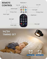 Battery Operated Wall Sconce Set of 2, Rechargeable RGB LED Lights, Remote, Black