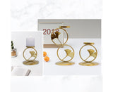 Nordic Retro Golden Candlestick Candle Holder Romantic Wedding Props Ornaments-Black L