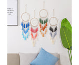 Round Handmade Wall Hanging Wind Chime Dream Catcher with Tassel Home Decor-White