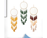 Round Handmade Wall Hanging Wind Chime Dream Catcher with Tassel Home Decor-White