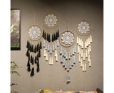 Round Handmade Wall Hanging Wind Chime Dream Catcher with Tassel Home Decor-White