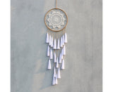 Round Handmade Wall Hanging Wind Chime Dream Catcher with Tassel Home Decor-White