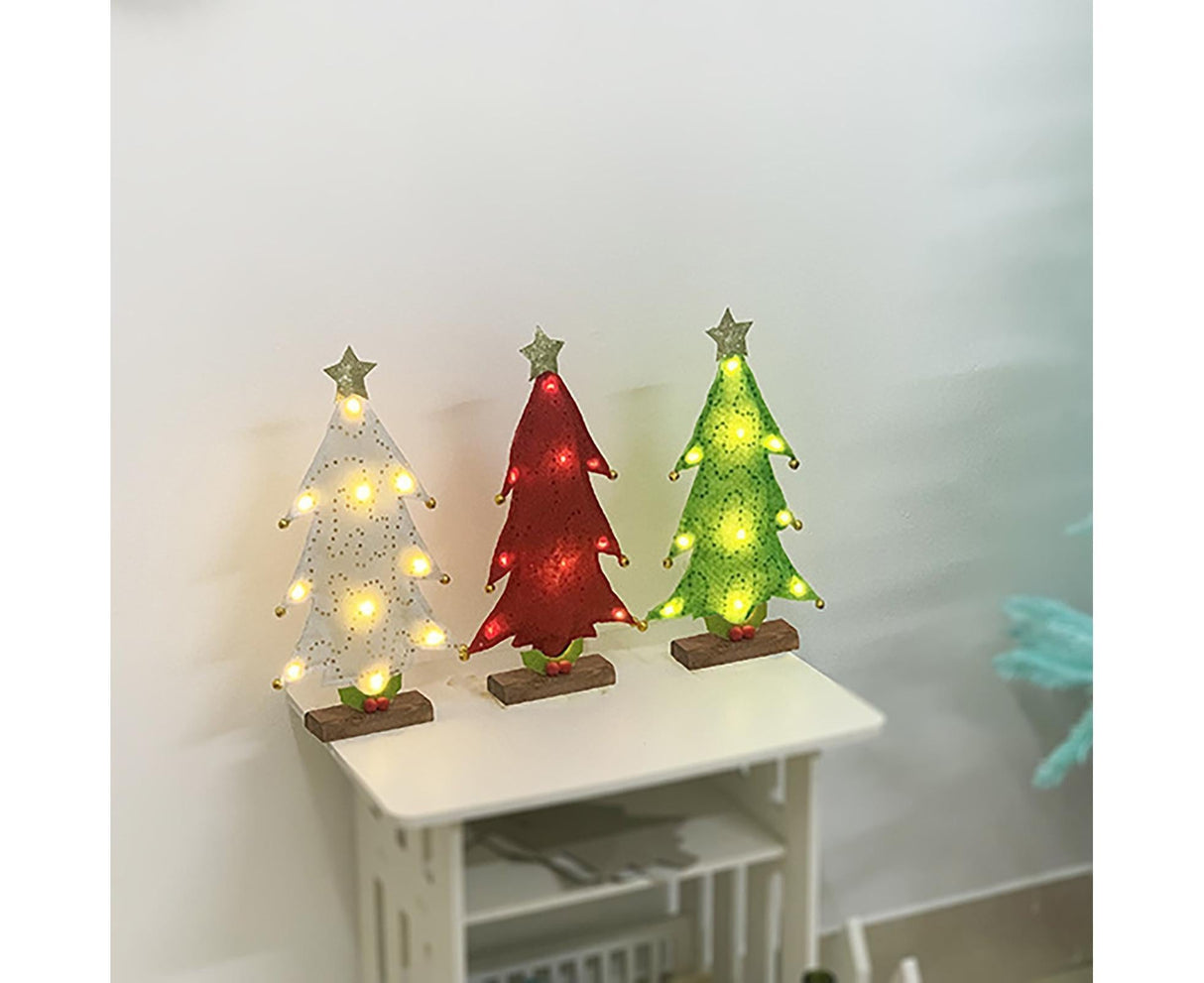 Luminous Mini Christmas Tree Desktop Display Mold Night Light Party Decor Gift-Green
