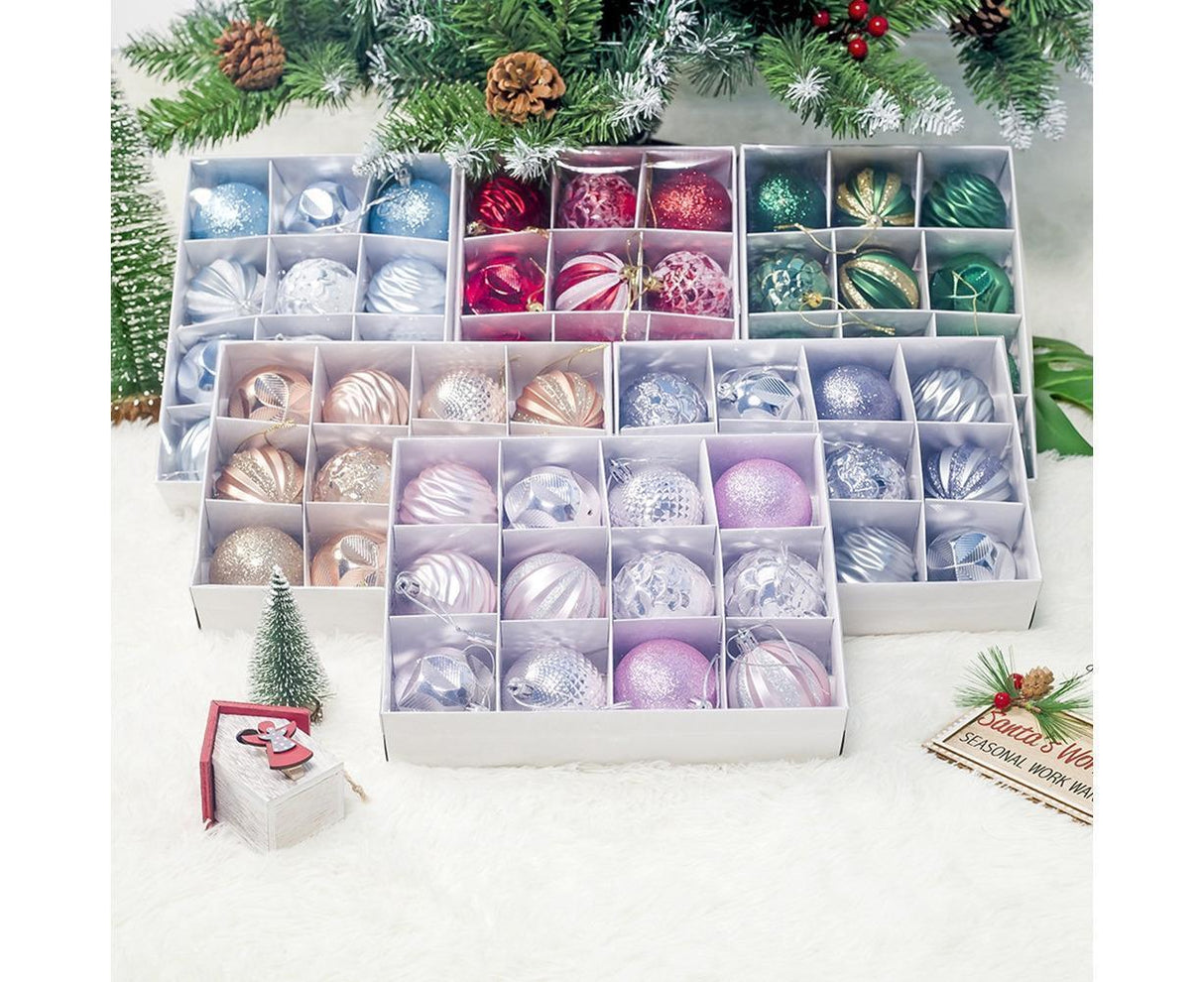 12Pcs 5.5cm Glitter Baubles Balls Christmas Tree Ornament Party Hanging Decor-Green