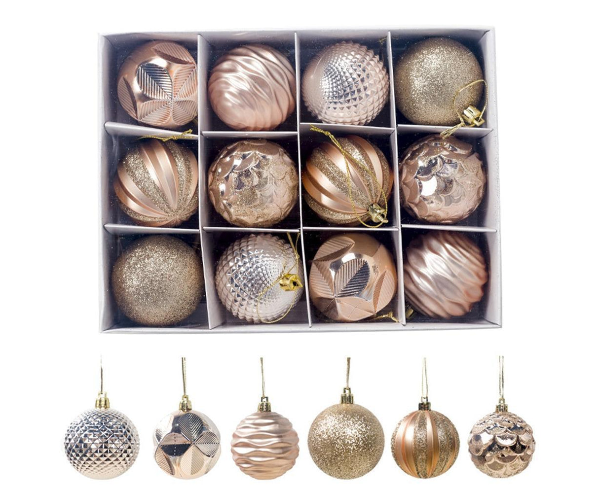 12Pcs 5.5cm Glitter Baubles Balls Christmas Tree Ornament Party Hanging Decor-Green