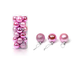 24Pcs Christmas Balls Glitter Anti-fade Plastic Christmas Tree Decor Balls for Home-Pink Red 4cm