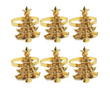 6Pcs Christmas Tree Wedding Home Xmas Party Table Decor Towel Buckle Napkin Ring-Golden