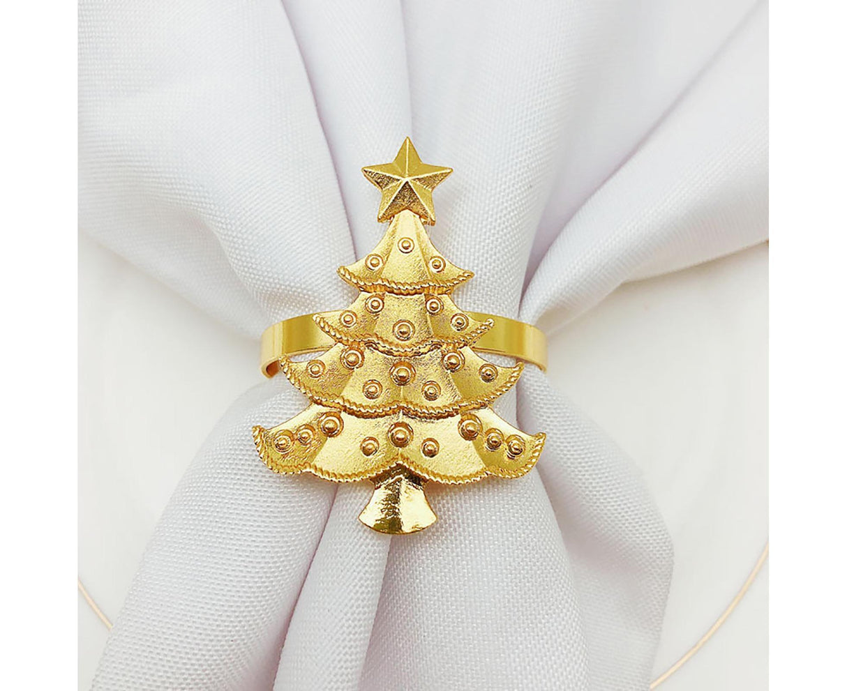 6Pcs Christmas Tree Wedding Home Xmas Party Table Decor Towel Buckle Napkin Ring-Silver