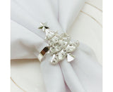 6Pcs Christmas Tree Wedding Home Xmas Party Table Decor Towel Buckle Napkin Ring-Silver